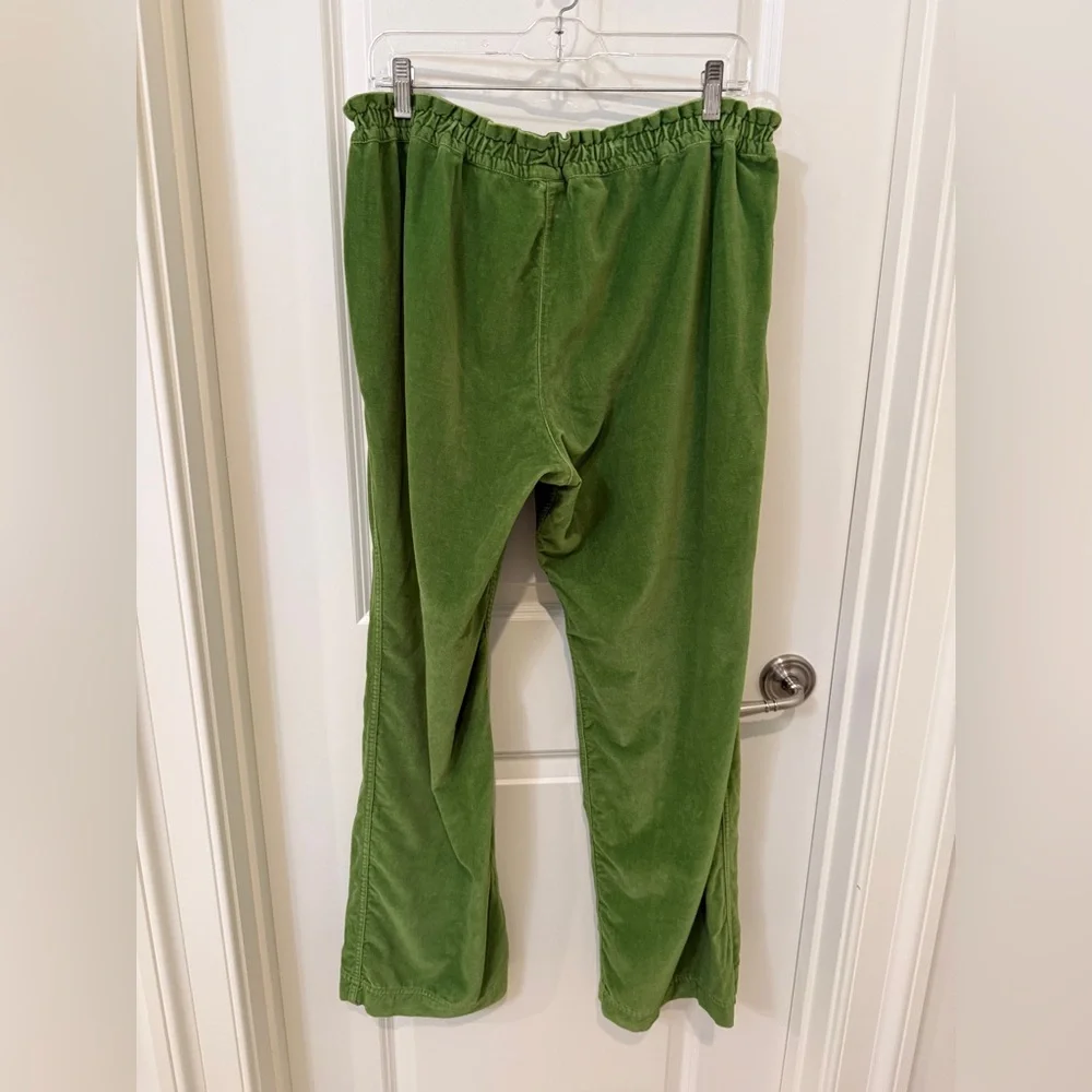 J Crew Green Cotton Velvet and Satin Drawstring Pants Size XL